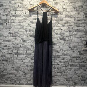 EUC Ann Taylor Spaghetti Strap Midi Dress Black & Grey Size XL Tall